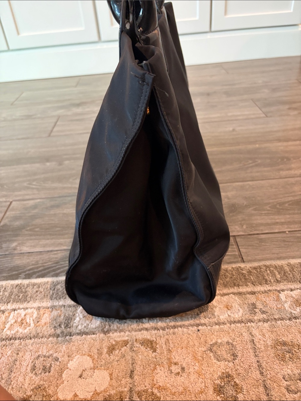 Tory Burch Ella Black Nylon Tote with Patent Logo - Picture 5 of 9
